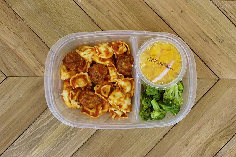 Leftover pasta packed lunch for school