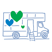 Graphic illustration of the Ronald McDonald Care Mobile