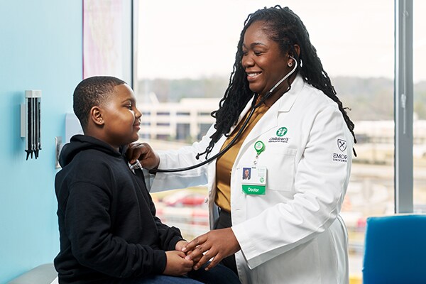 Patient getting a checkup with a Children's doctor at the Center for Advanced Pediatrics