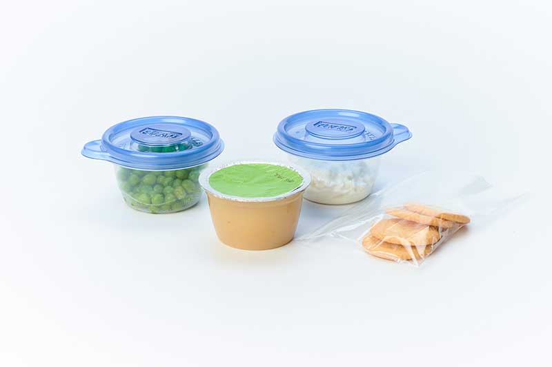 peas, cottage cheese, crackers and applesauce