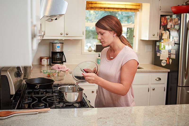 mom steaming veggies