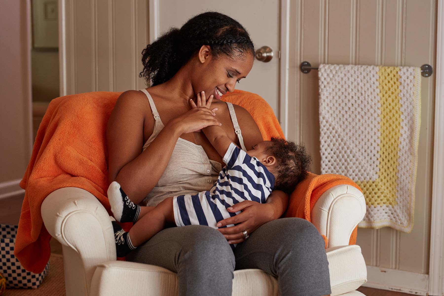 Mom breastfeeding son
