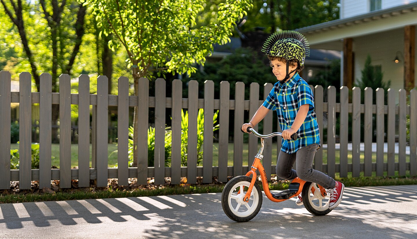 Toddler on balance bike