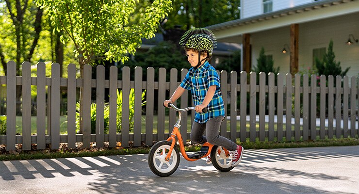 Toddler on balance bike