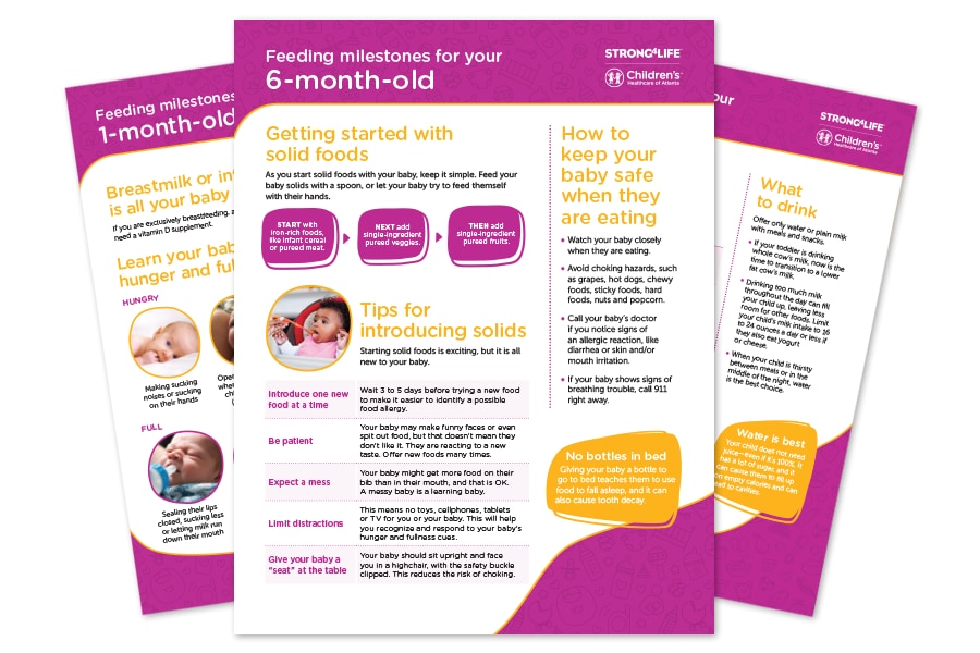 Feeding milestone sheets