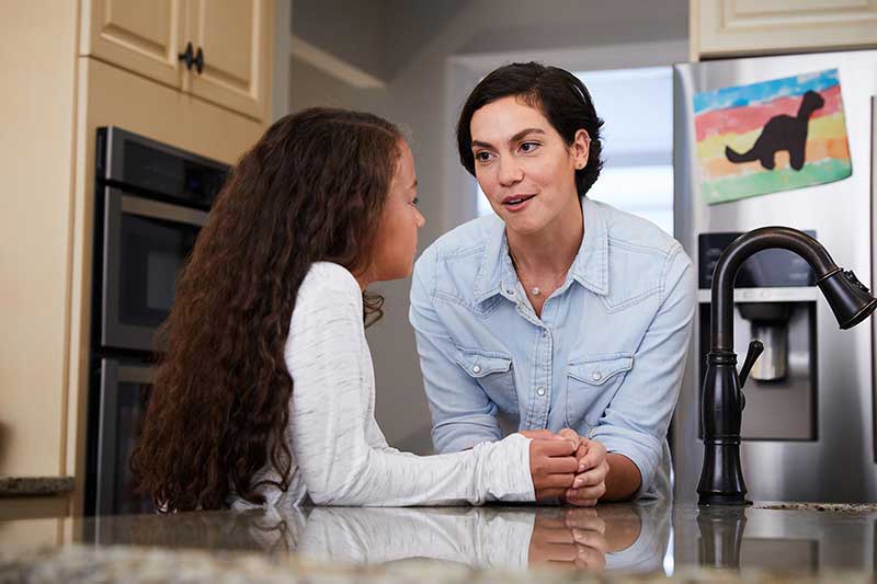 parent and child talking