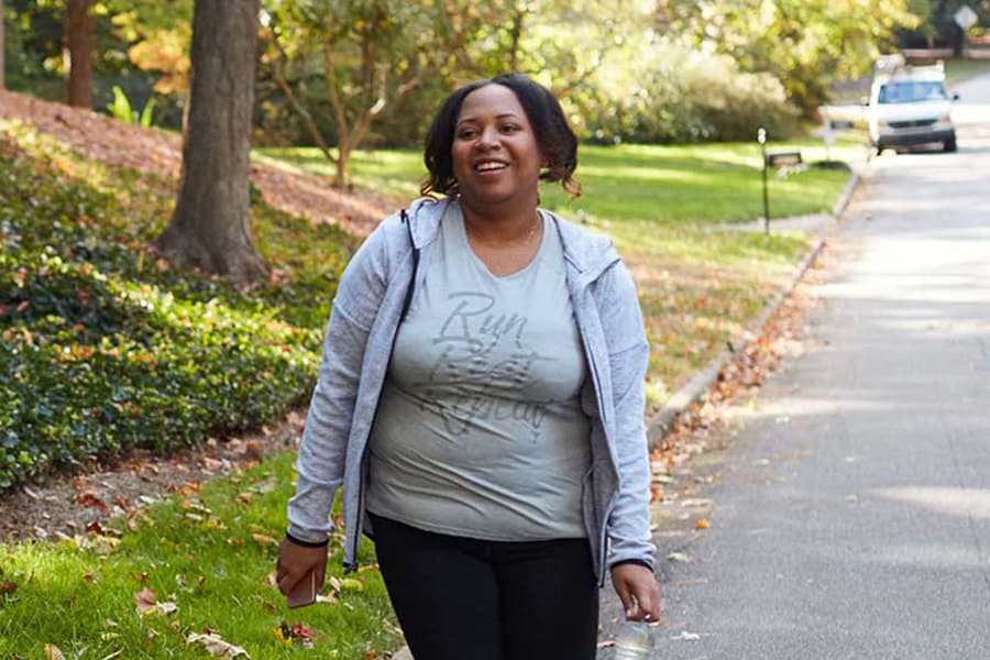 mom taking a walk alone