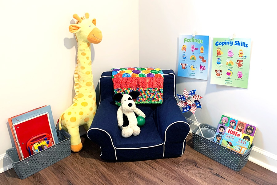 calming corner for a toddler