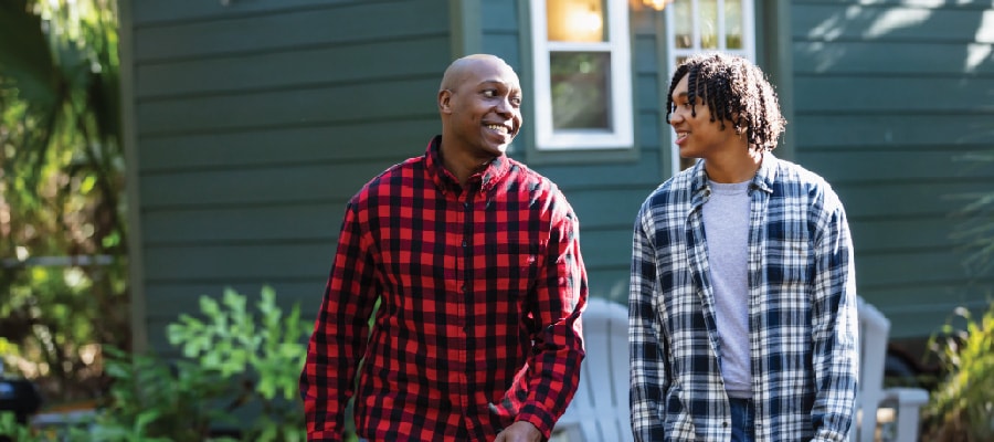 A dad takes steps to prevent suicide in teens by connecting with his son on a walk.