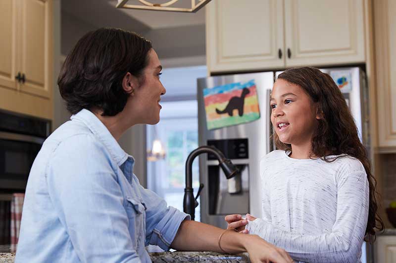 mom listening to her daughter