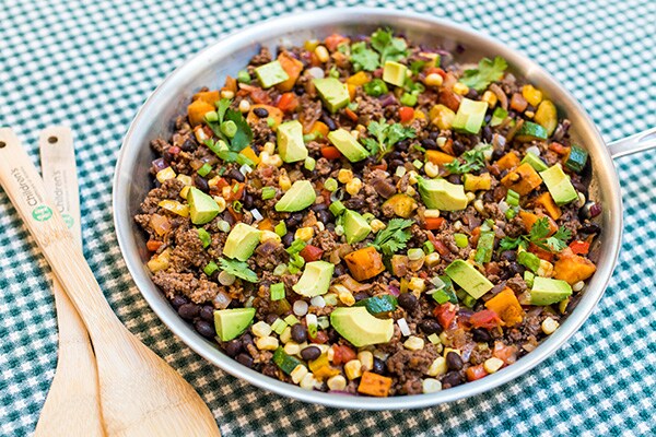 A photo of the beef and veggie taco skillet recipe.