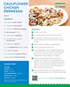 Screen grab of free, downloadable cauliflower chicken Parmesan recipe
