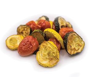 Picture of roasted zucchini, summer squash and tomatoes 
