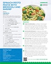 Preview of the spinach pesto with broccoli and shrimp recipe card