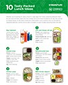 Preview of the downloadable 10 Tasty Packed Lunch Ideas handout, available in English and Spanish