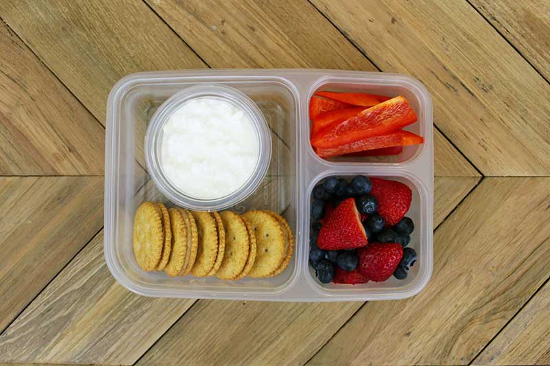 Nut or seed butter cracker sandwiches packed lunch for school