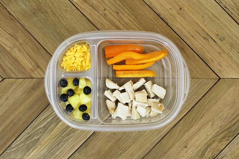 Chicken and cheese packed lunch for toddlers