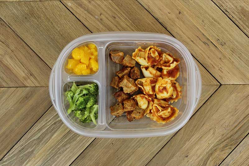 Leftover pasta packed lunch for toddlers