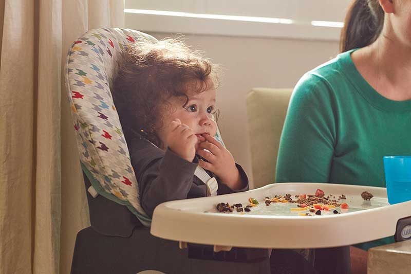 12 month old eating deconstructed taco