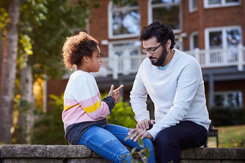 dad listening to child talk