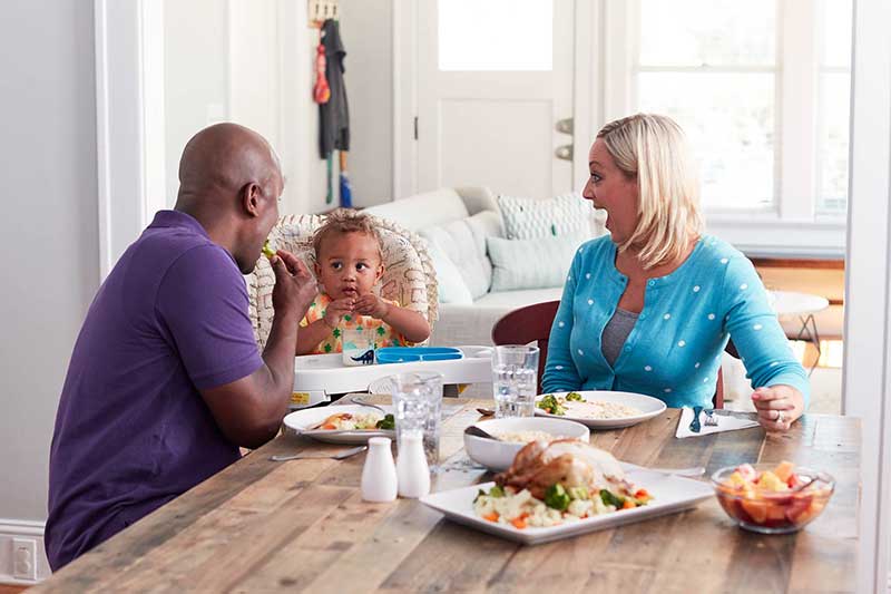 family eating at table