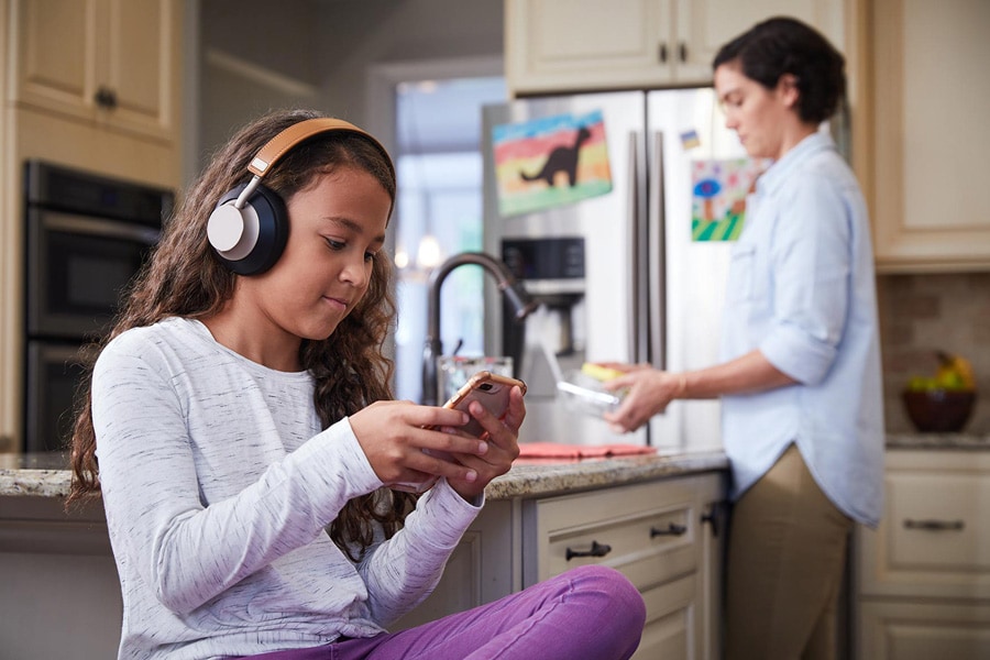 child playing on phone