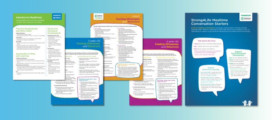 Screen grabs of Raising Healthy Eaters Training resources (handouts and poster)