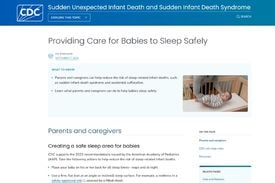 Screen grab of the CDC’s Providing Care for Babies to Sleep Safely article