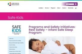 Screen grab of the webpage for Cobb and Douglas County Safe Kids safe sleep education 