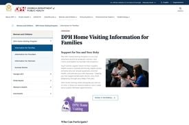 Screen grab of the webpage for the DPH home visit program