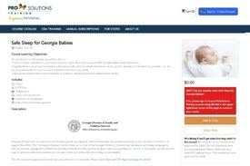 Screen grab of webpage to register for the free DPH Safe Sleep for Georgia Babies learning course