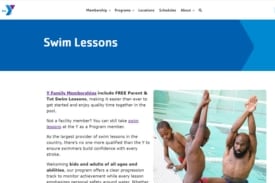 Screenshot of the YMCA of Metro Atlanta swim lessons webpage