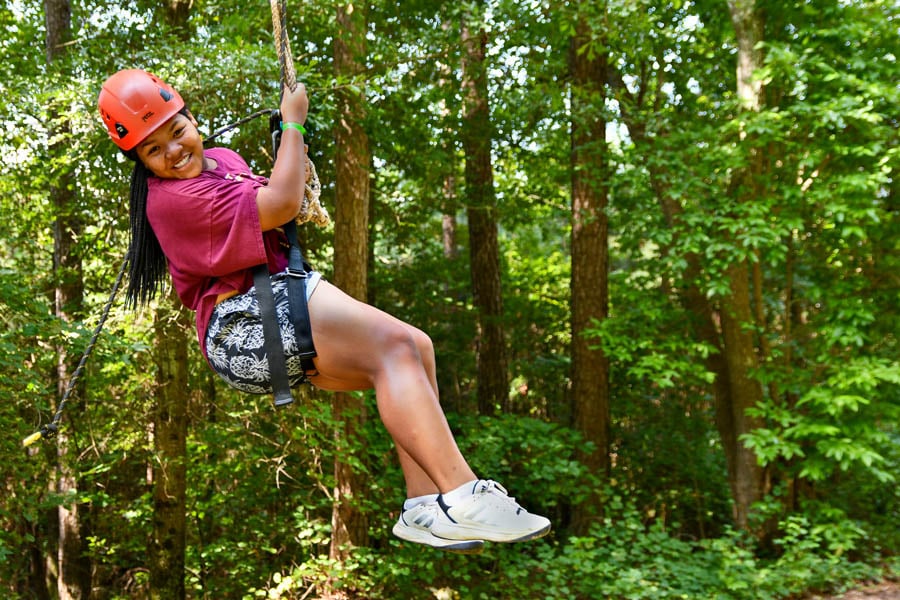 girl on zip line