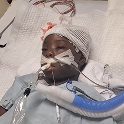 Picture of non-fatal drowning survivor receiving care at Scottish Rite hospital