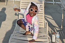 4-year-old Dara at the swimming pool