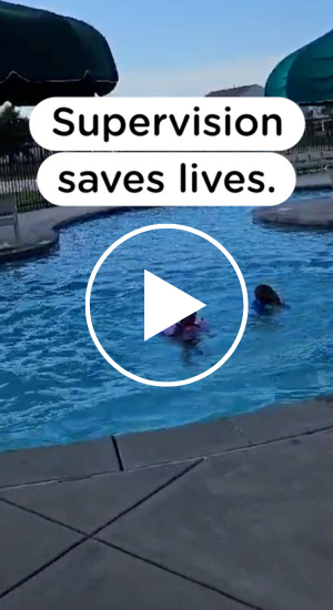 Supervision Saves Lives: Dara and her brother swimming in the pool