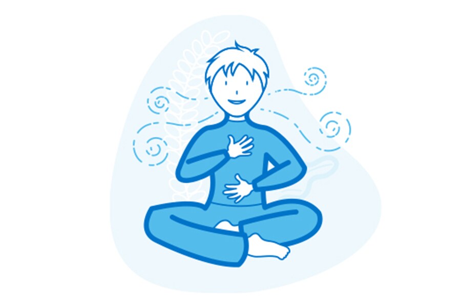 boy practicing deep breathing