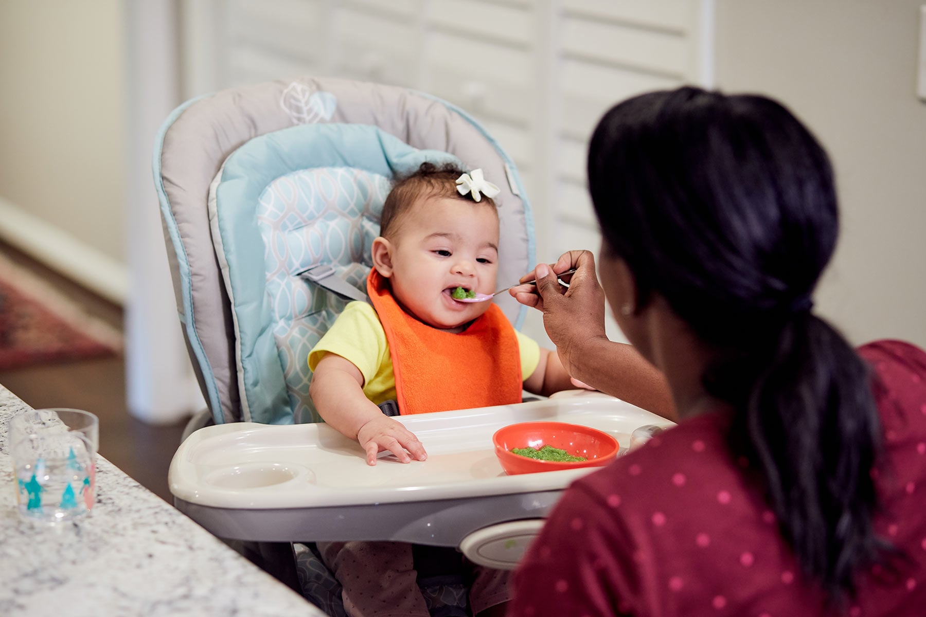 5 month old being spoon fed